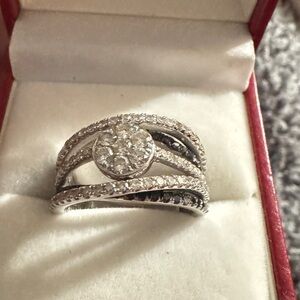 Gold Diamond Cluster Ring with Split Shank Design